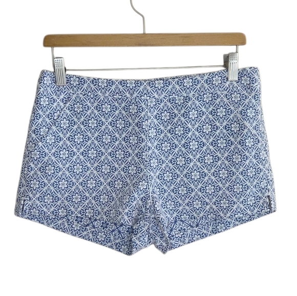 Abercrombie & Fitch | Blue & White Tapestry Floral Side Zip Micro Shorts Size 6 - Picture 1 of 5